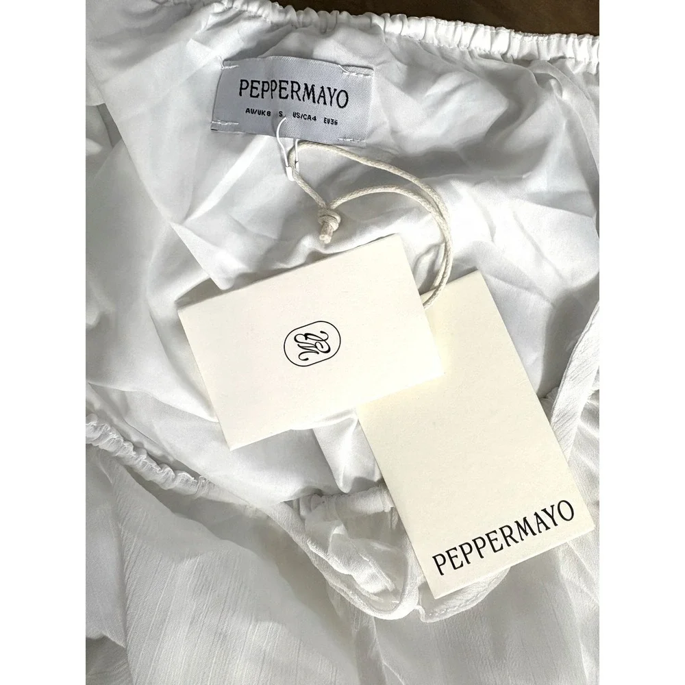 Peppermayo Evi Midi Skirt Tiered Midi Skirt Size Small White - Picture 5 of 9
